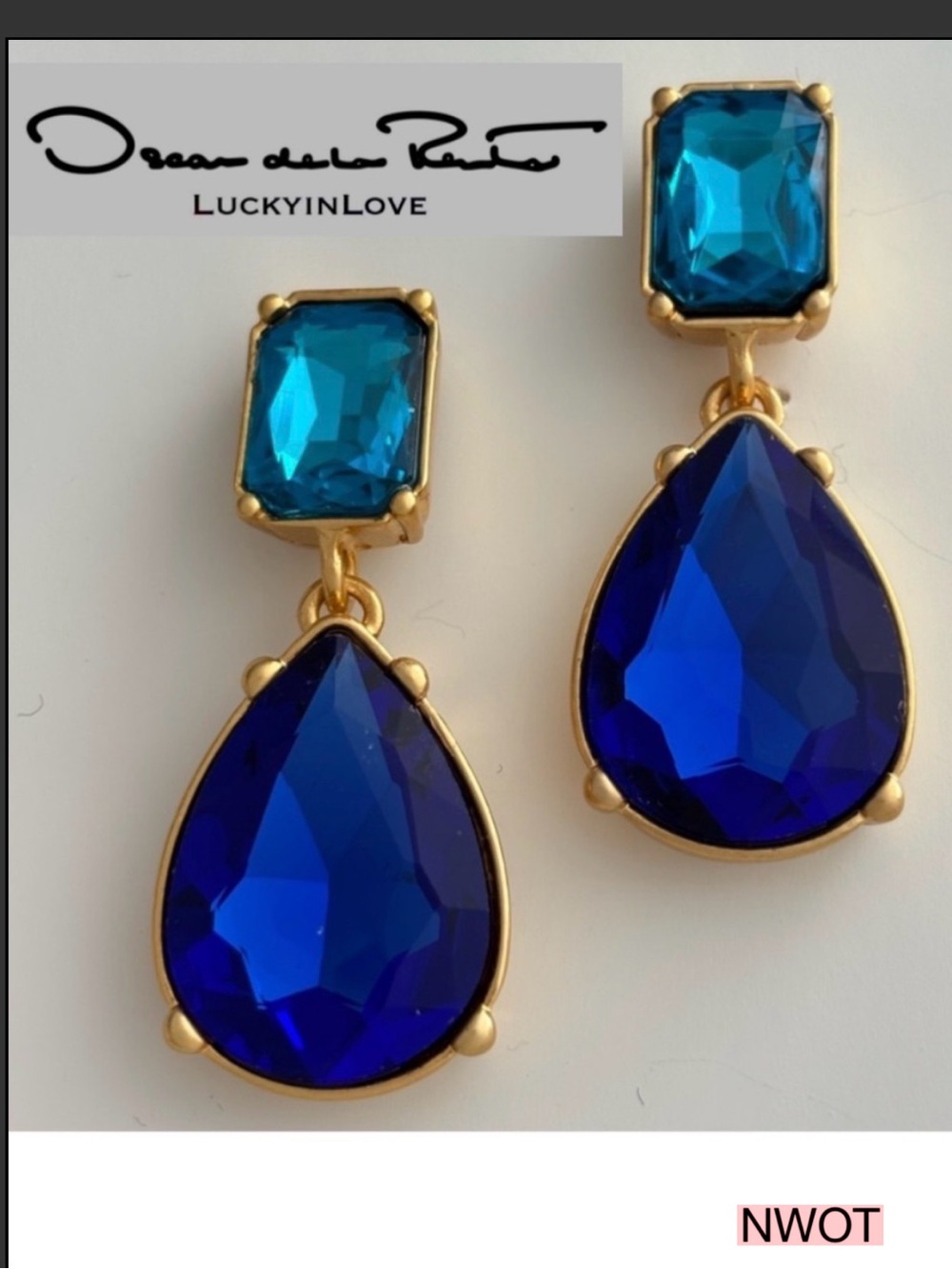 OSCAR de la RENTA • Super Saturated Blues Oversized Crystal Drop Earrings